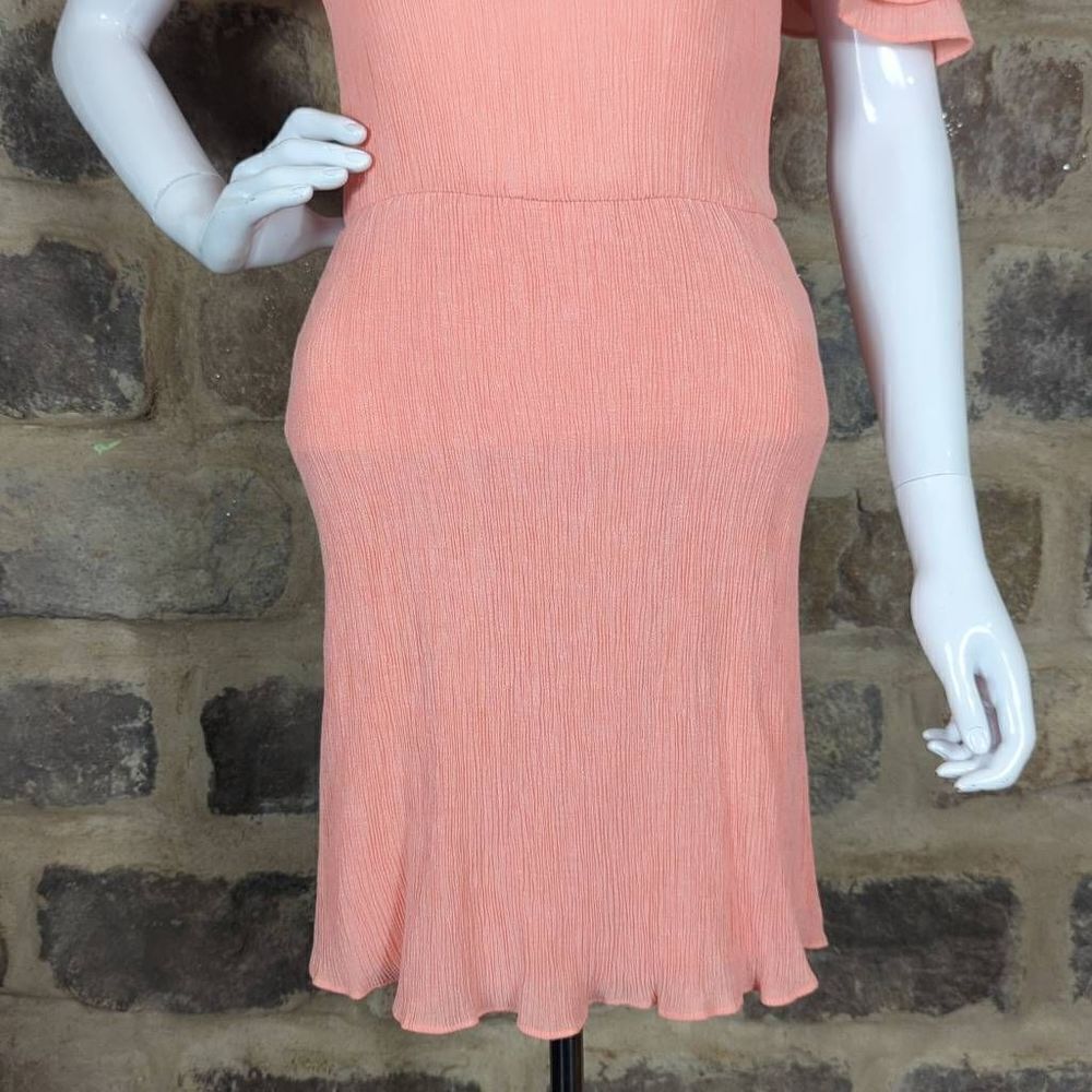 EVERLY Dress Woman's Small Light Pink Cold Shoulder Ruffled Crinkle Keyhole‎ - Picture 3 of 10